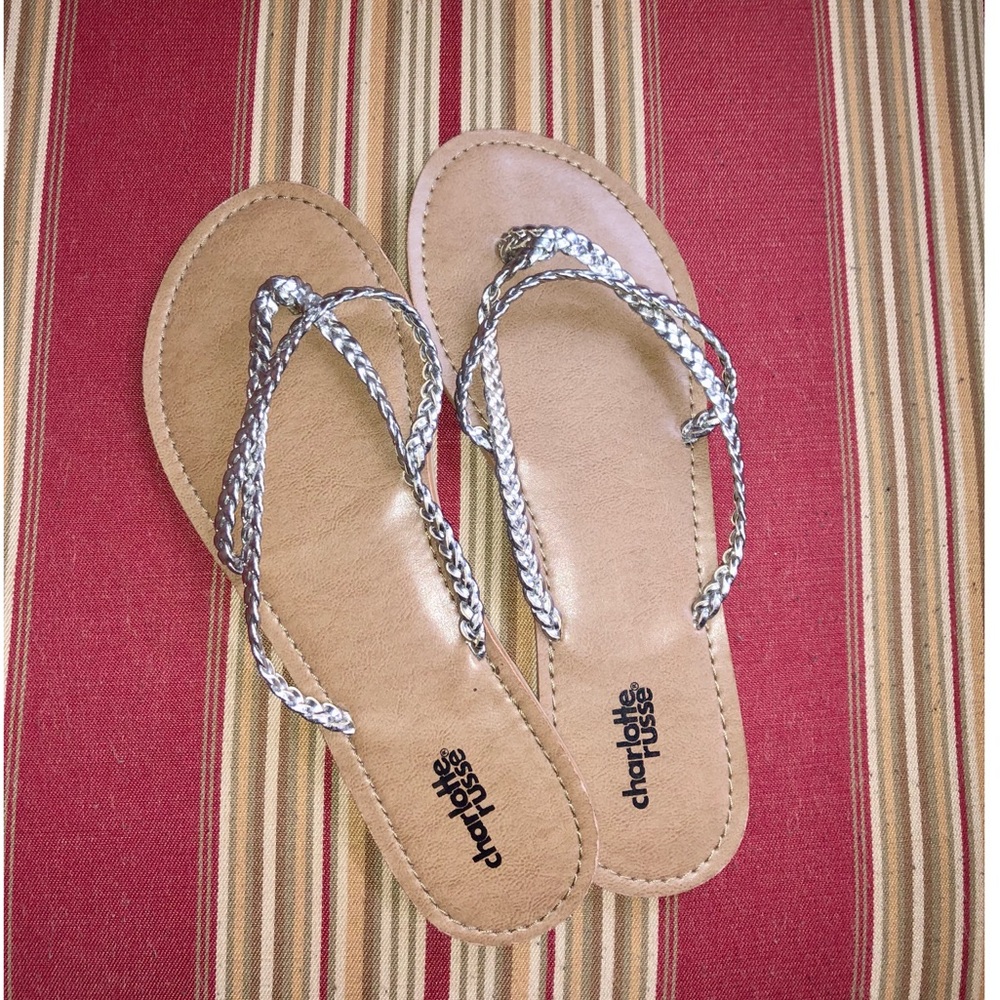 SALE! 🛑 Charlotte Russe Silver Braided Sandals